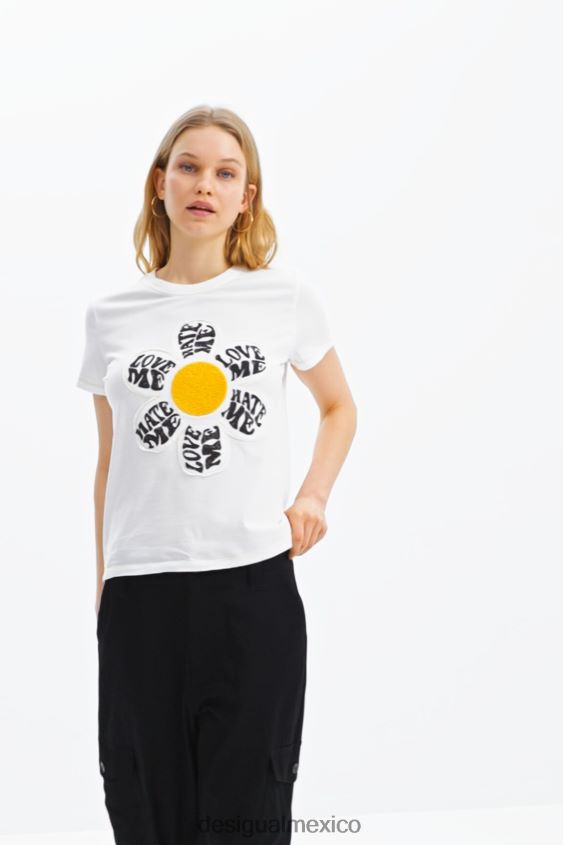 Desigual mujer camiseta con parche de margaritas VZ26R0493 ropa