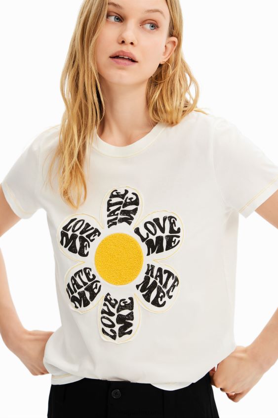Desigual mujer camiseta con parche de margaritas VZ26R0493 ropa