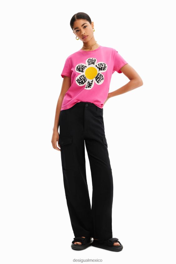 Desigual mujer camiseta con parche de margaritas VZ26R0938 ropa