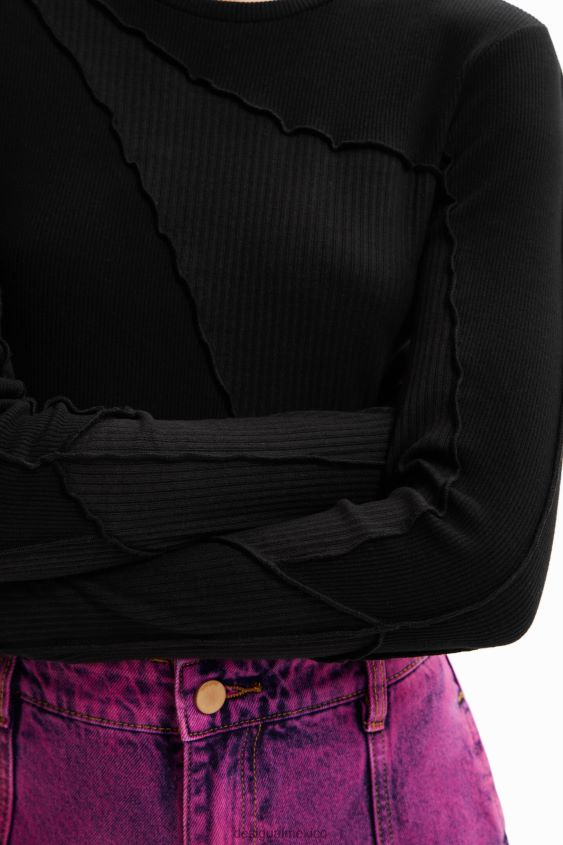 Desigual mujer camiseta con patchwork de canalé VZ26R0145 ropa