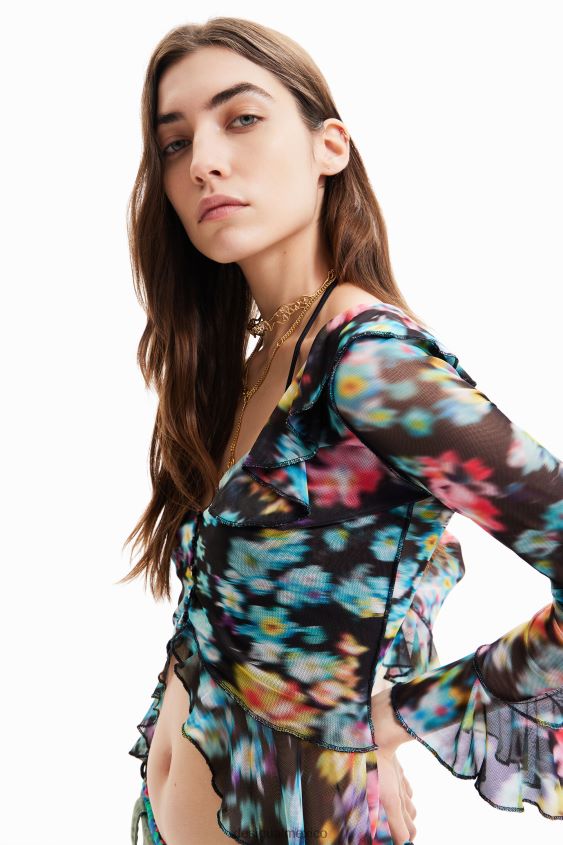 Desigual mujer camiseta con volantes y flores VZ26R0608 ropa