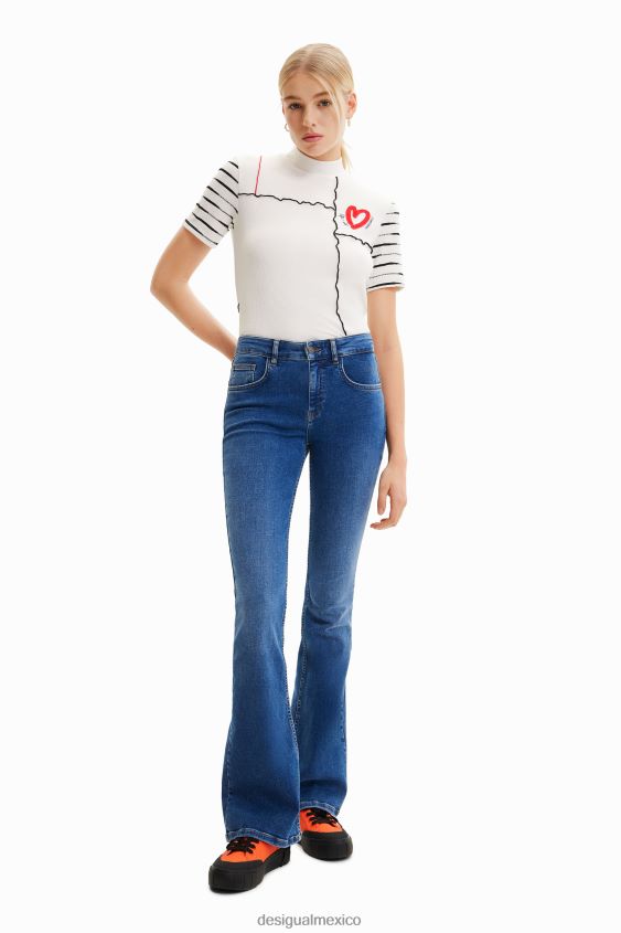 Desigual mujer camiseta corta de canalé con patchwork VZ26R0969 ropa