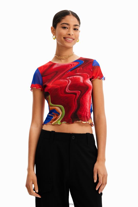 Desigual mujer camiseta corta de tul jaspeado VZ26R0959 ropa