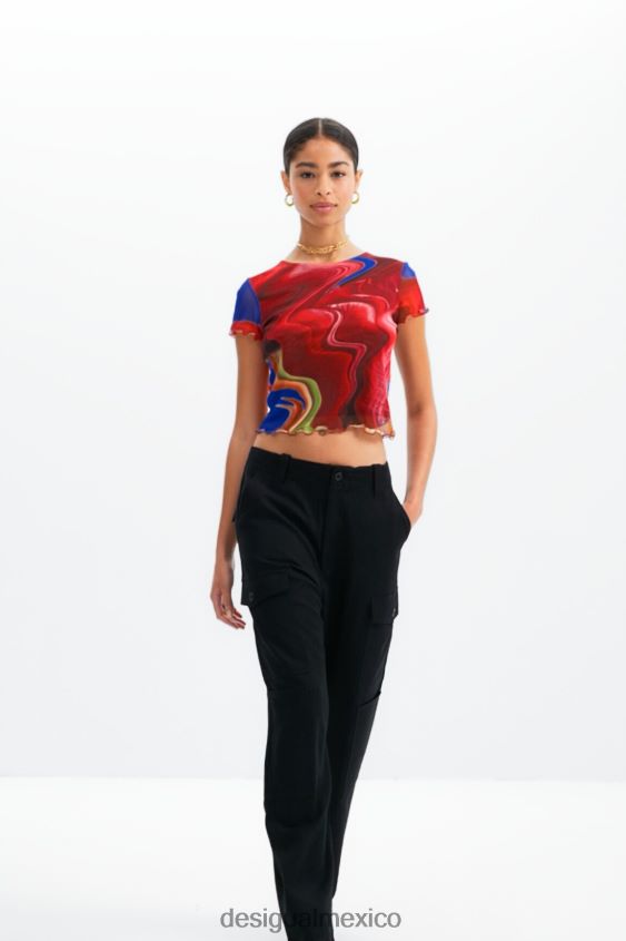 Desigual mujer camiseta corta de tul jaspeado VZ26R0959 ropa