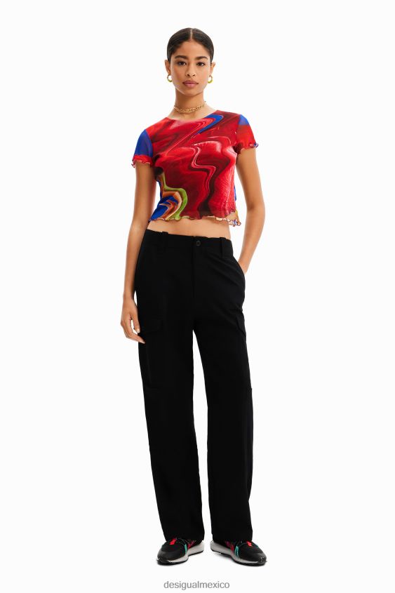 Desigual mujer camiseta corta de tul jaspeado VZ26R0959 ropa