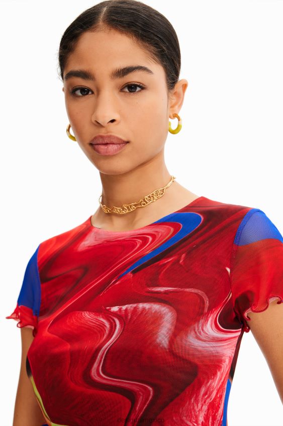 Desigual mujer camiseta corta de tul jaspeado VZ26R0959 ropa