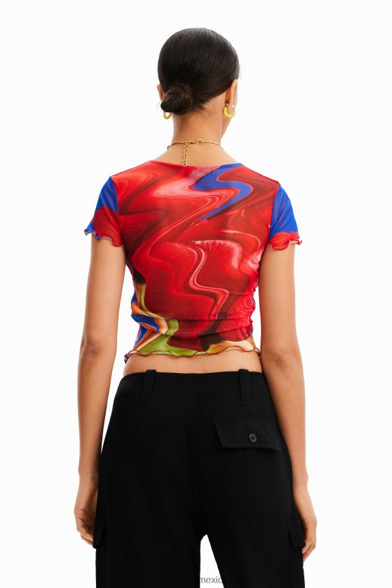 Desigual mujer camiseta corta de tul jaspeado VZ26R0959 ropa