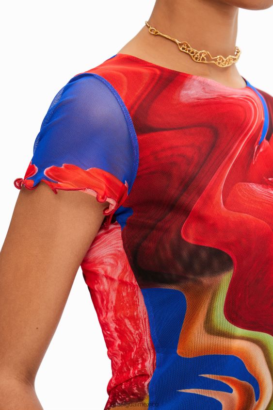Desigual mujer camiseta corta de tul jaspeado VZ26R0959 ropa