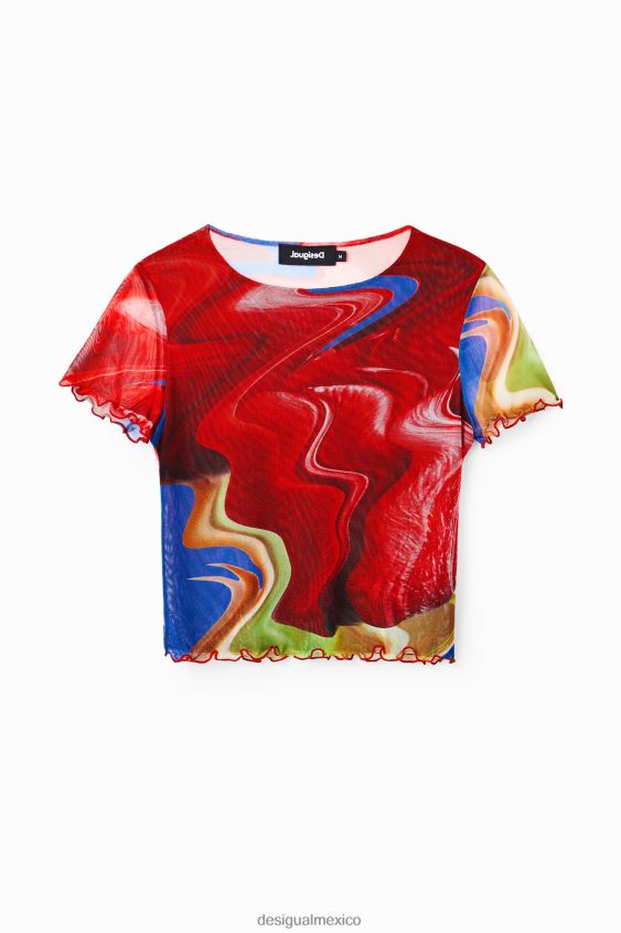 Desigual mujer camiseta corta de tul jaspeado VZ26R0959 ropa
