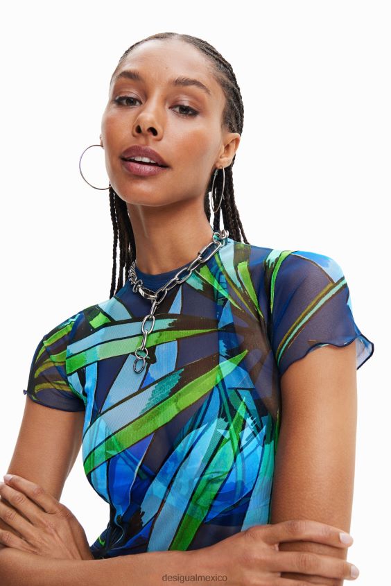 Desigual mujer camiseta corta de tul tropical VZ26R0489 ropa