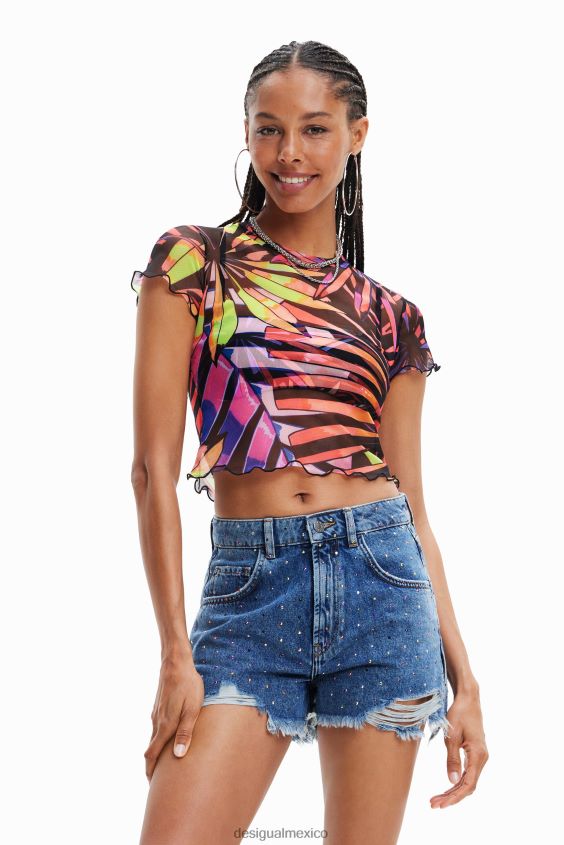 Desigual mujer camiseta corta de tul tropical VZ26R0751 ropa