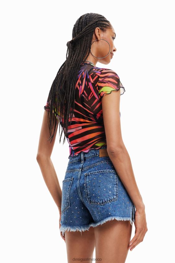 Desigual mujer camiseta corta de tul tropical VZ26R0751 ropa
