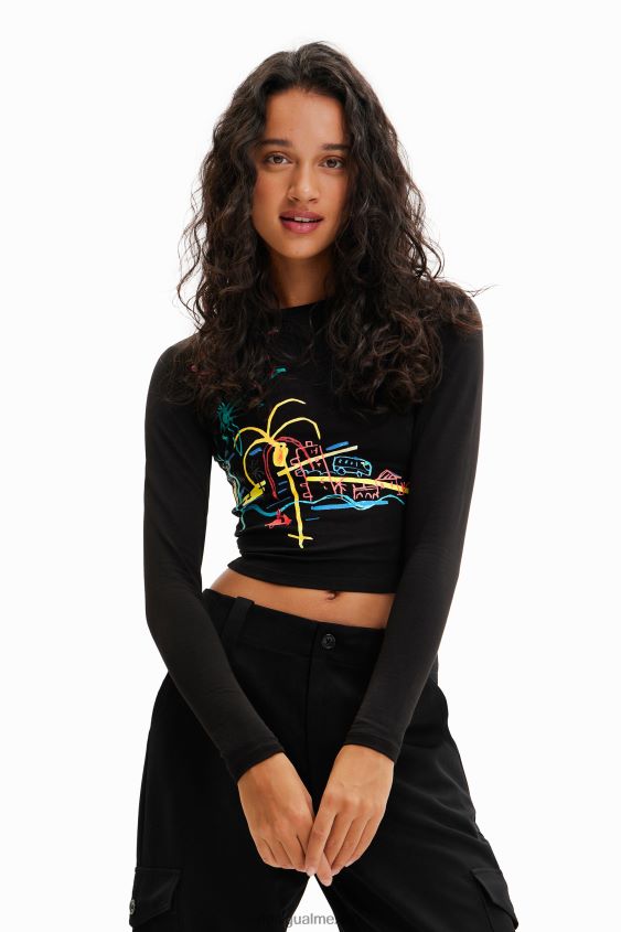Desigual mujer camiseta corta y ajustada arty VZ26R0442 ropa