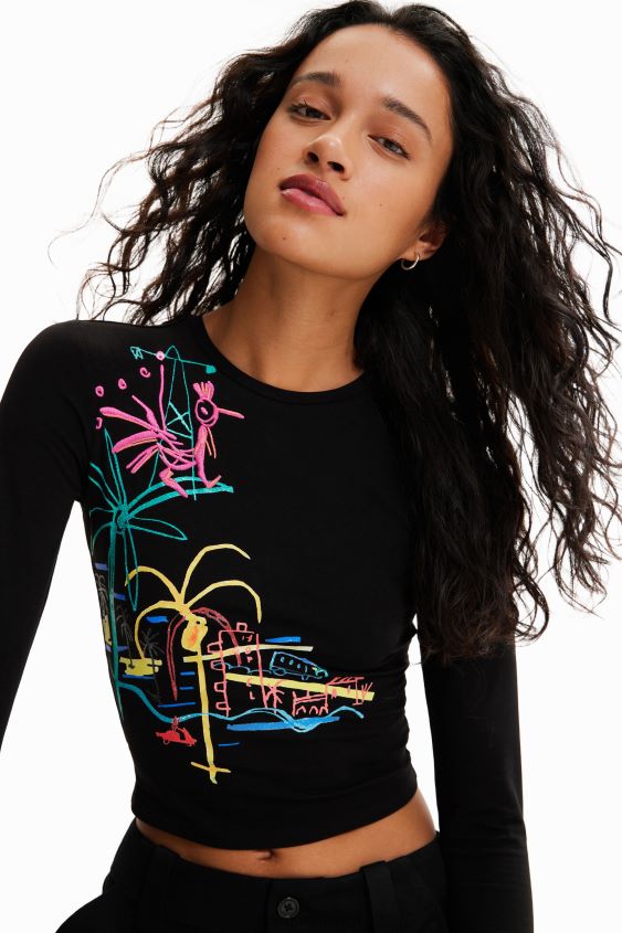 Desigual mujer camiseta corta y ajustada arty VZ26R0442 ropa
