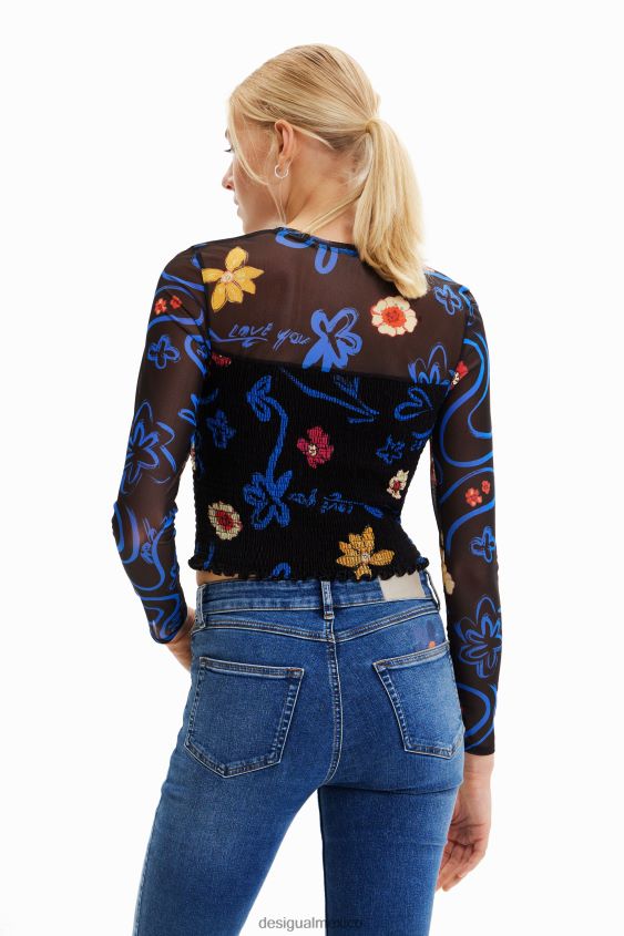 Desigual mujer camiseta corta y ajustada con estampado floral VZ26R0594 ropa