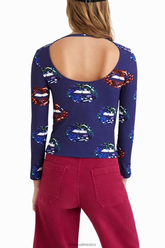Desigual mujer camiseta de canalé con escote en la espalda VZ26R01054 ropa