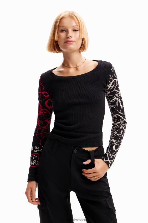 Desigual mujer camiseta de canalé con pinceladas VZ26R0204 ropa