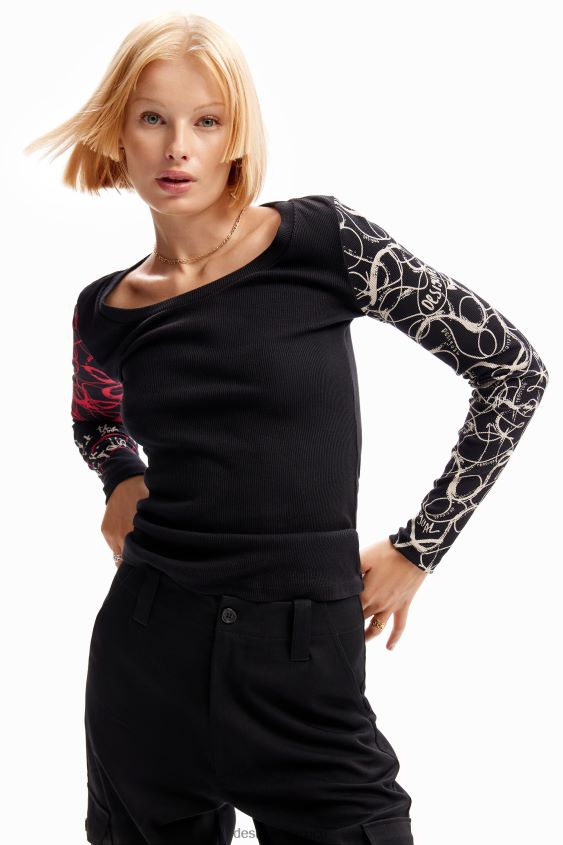 Desigual mujer camiseta de canalé con pinceladas VZ26R0204 ropa