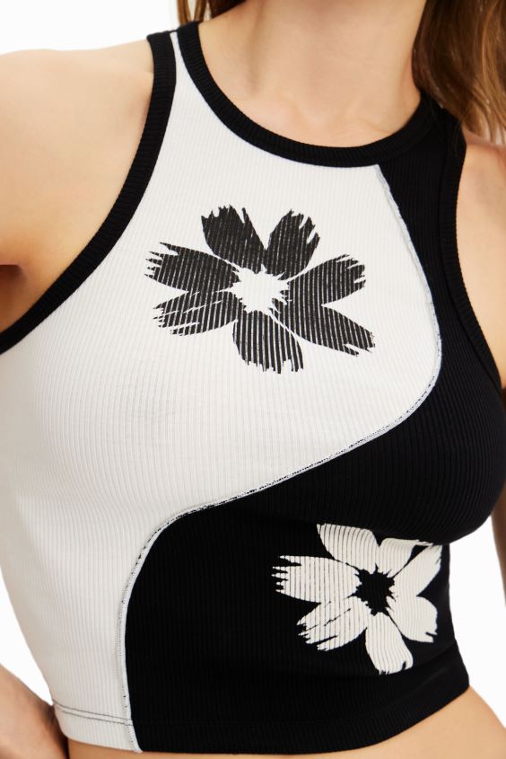 Desigual mujer camiseta de canalé slim de dos tonos VZ26R0383 ropa