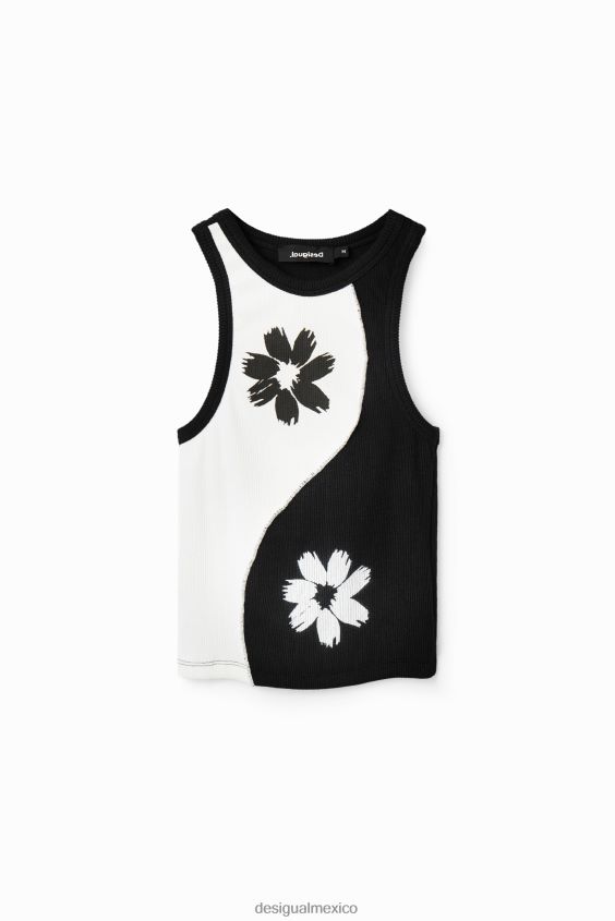 Desigual mujer camiseta de canalé slim de dos tonos VZ26R0383 ropa
