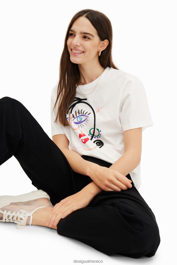 Desigual mujer camiseta de manga corta con cara VZ26R0341 ropa