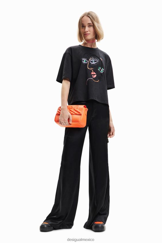 Desigual mujer camiseta de manga corta con cara VZ26R0950 ropa
