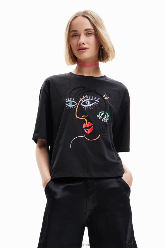 Desigual mujer camiseta de manga corta con cara VZ26R0950 ropa