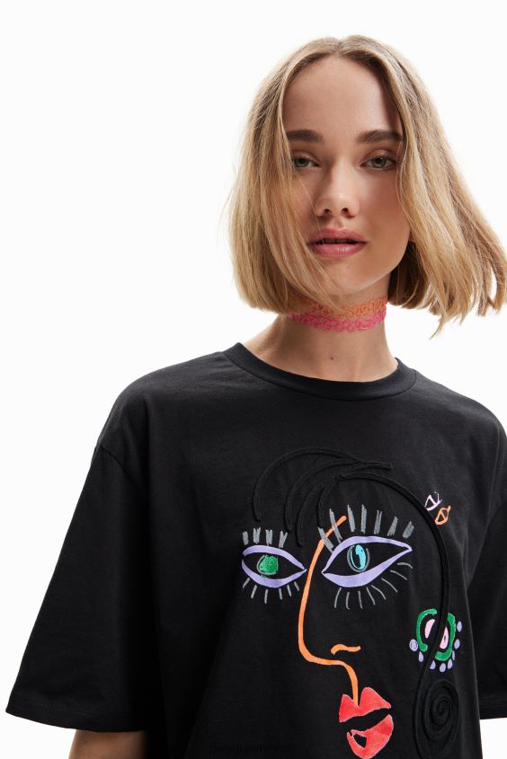 Desigual mujer camiseta de manga corta con cara VZ26R0950 ropa
