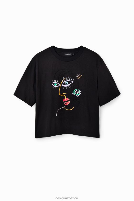 Desigual mujer camiseta de manga corta con cara VZ26R0950 ropa
