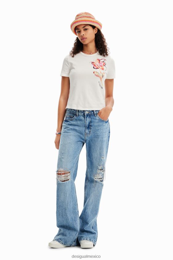 Desigual mujer camiseta de manga corta con flores VZ26R01168 ropa