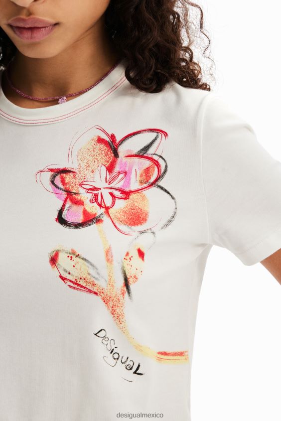 Desigual mujer camiseta de manga corta con flores VZ26R01168 ropa