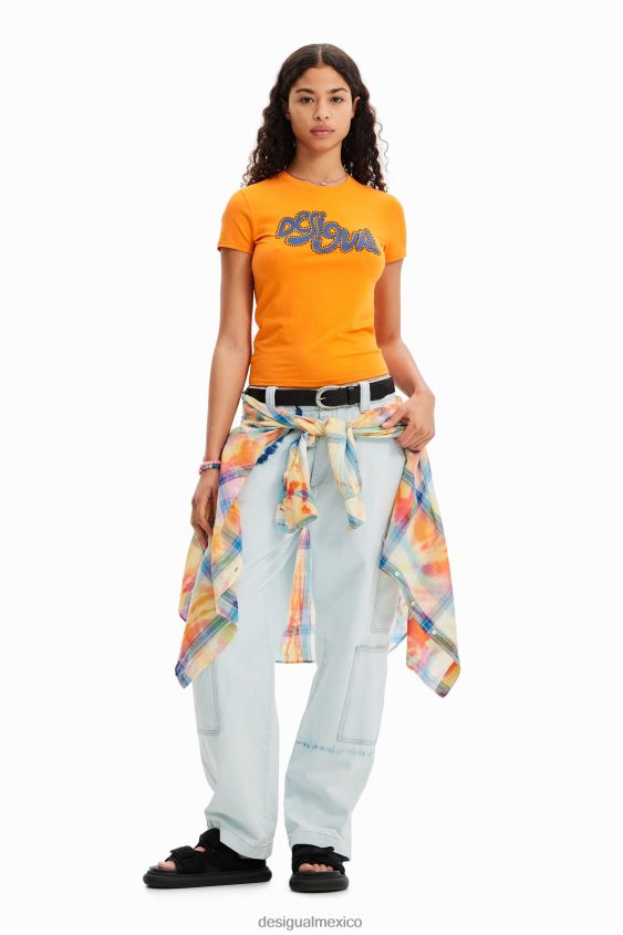 Desigual mujer camiseta de manga corta con strass VZ26R0599 ropa