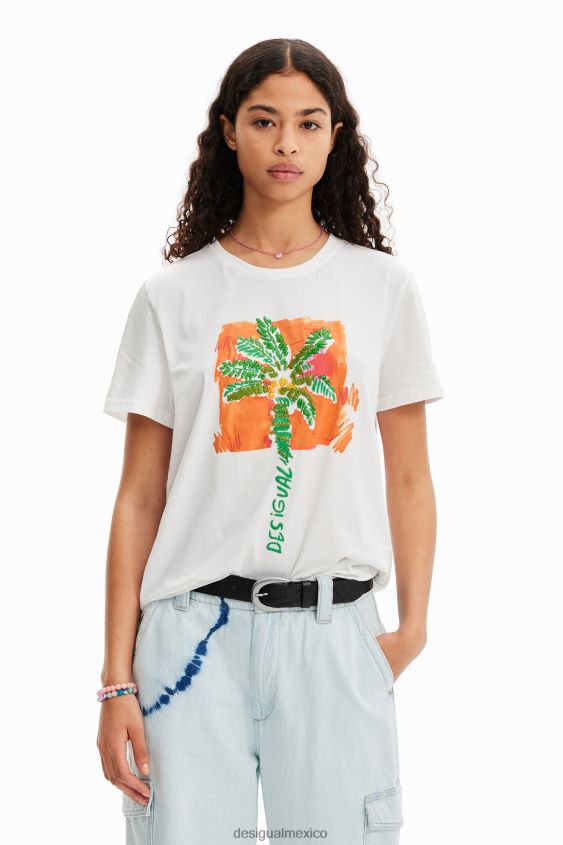 Desigual mujer camiseta de palmera tropical VZ26R0940 ropa