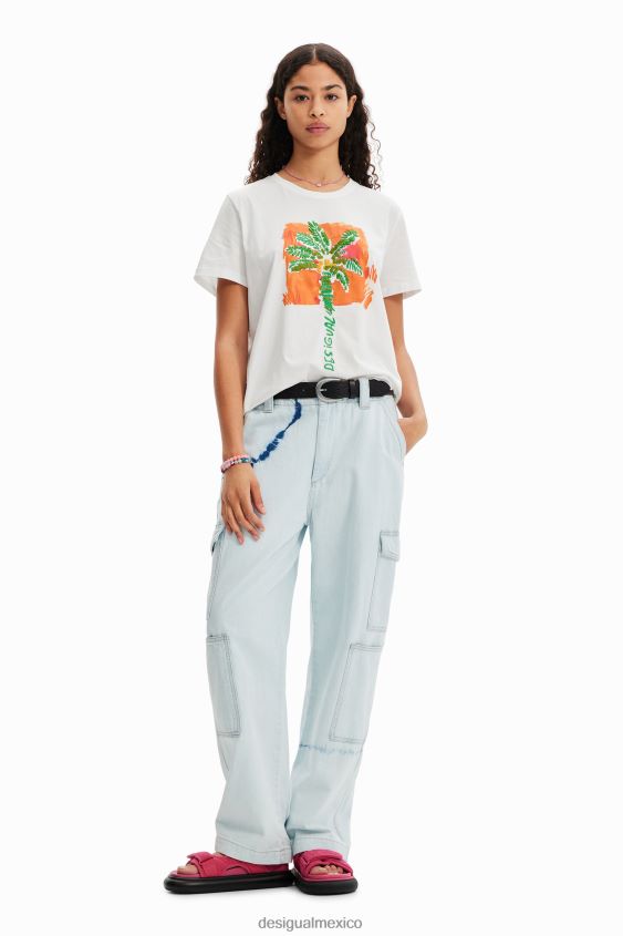 Desigual mujer camiseta de palmera tropical VZ26R0940 ropa