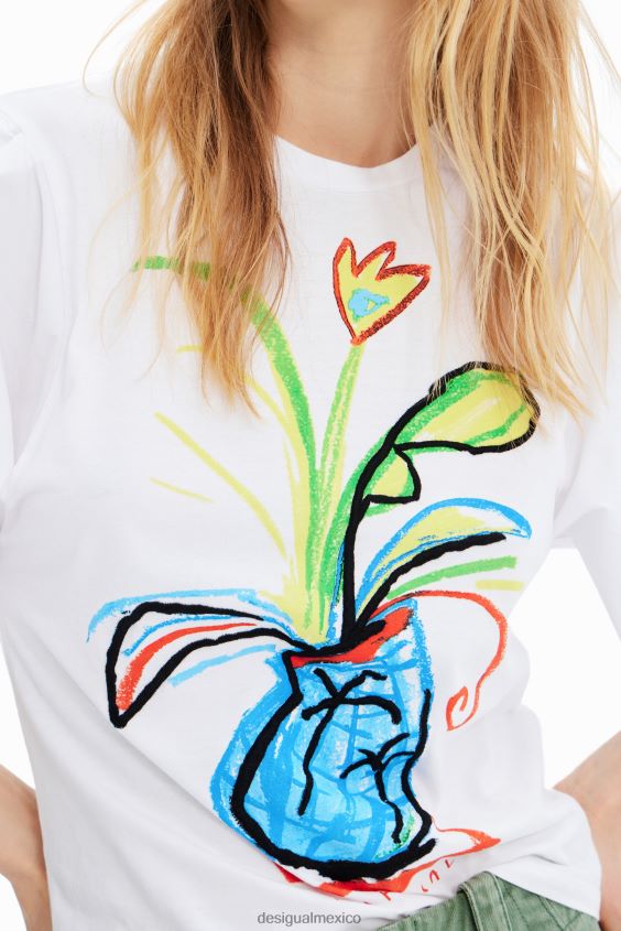 Desigual mujer camiseta de popelina con mangas voluminosas VZ26R0343 ropa