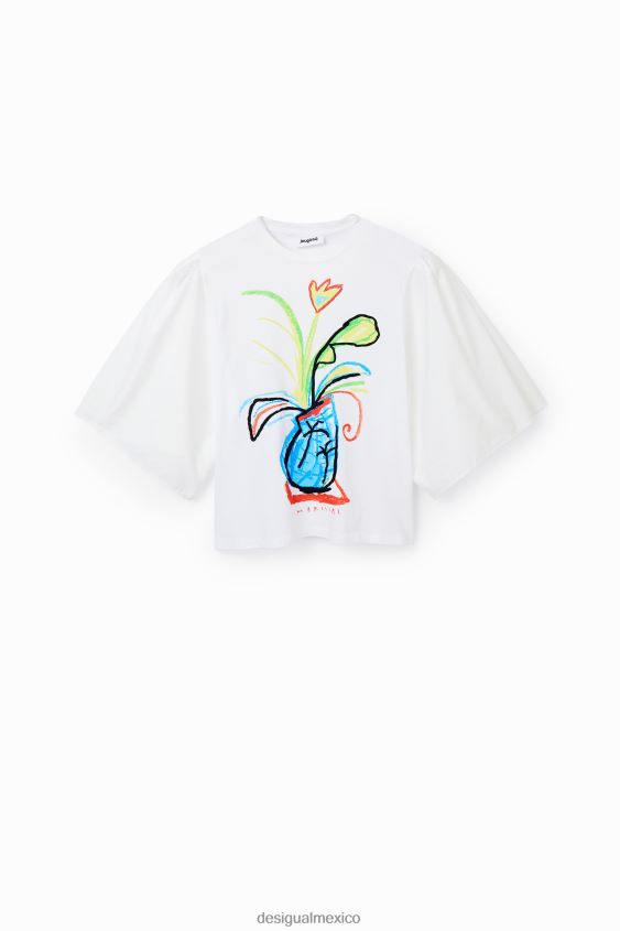 Desigual mujer camiseta de popelina con mangas voluminosas VZ26R0343 ropa
