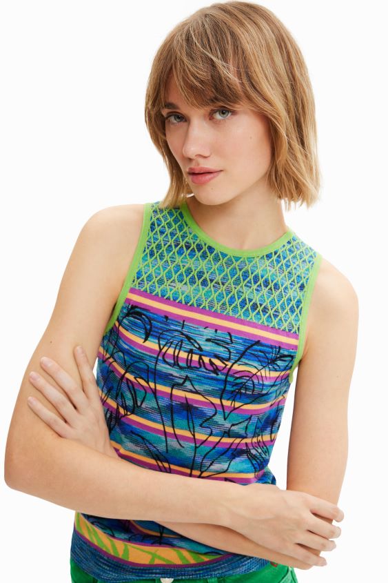 Desigual mujer camiseta de punto a rayas VZ26R0457 ropa