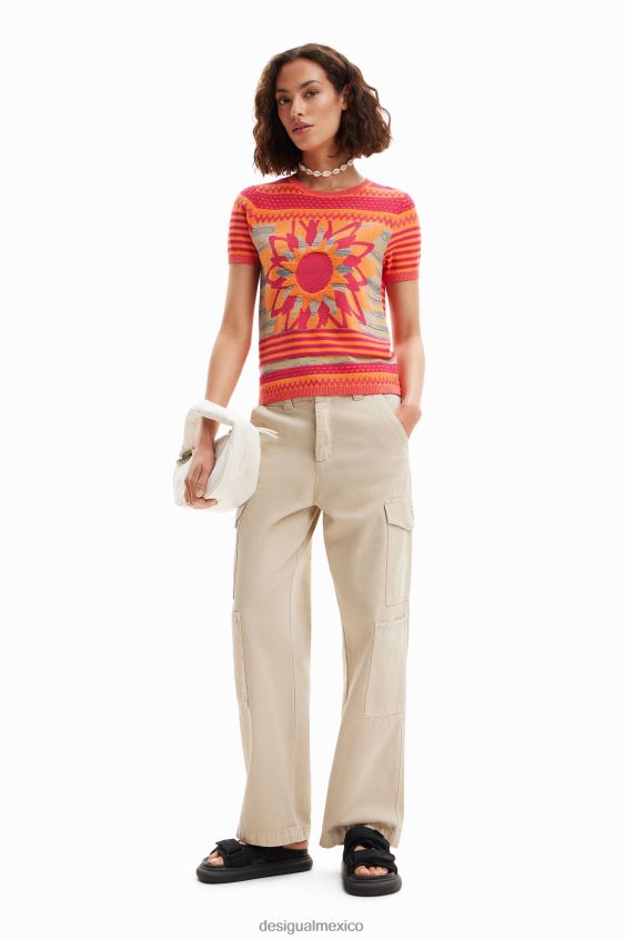 Desigual mujer camiseta de punto con flores VZ26R0294 ropa