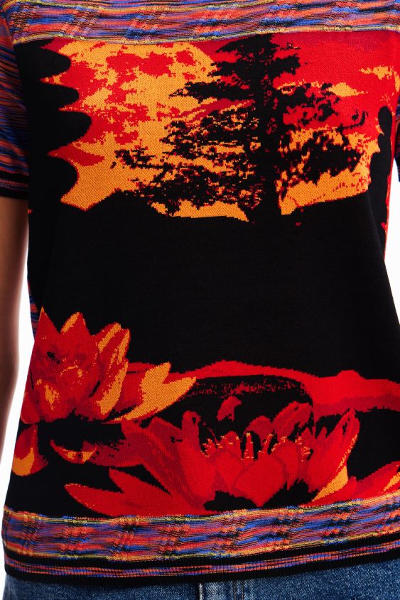 Desigual mujer camiseta de punto con paisaje VZ26R040 ropa