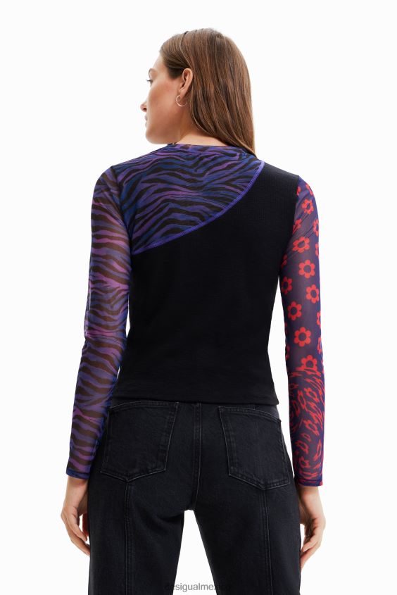 Desigual mujer camiseta de tul patchwork con mensaje VZ26R01075 ropa