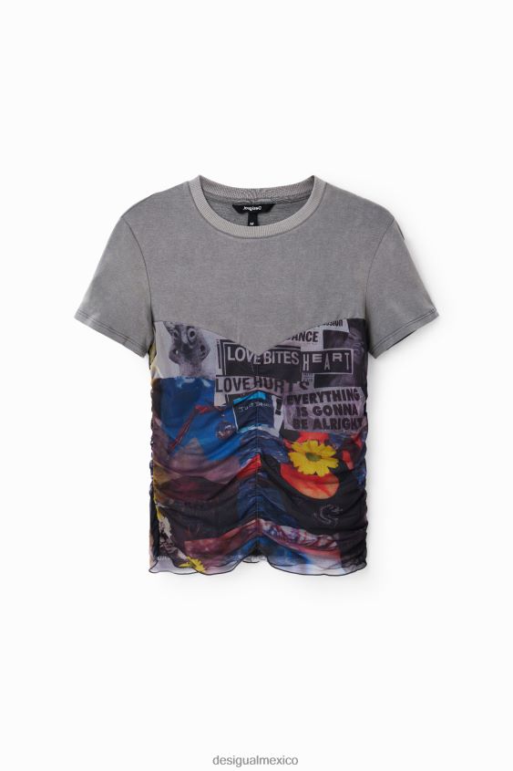 Desigual mujer camiseta de tul tipo periódico VZ26R0915 ropa
