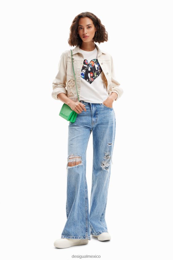 Desigual mujer camiseta del corazón de la paz VZ26R0925 ropa