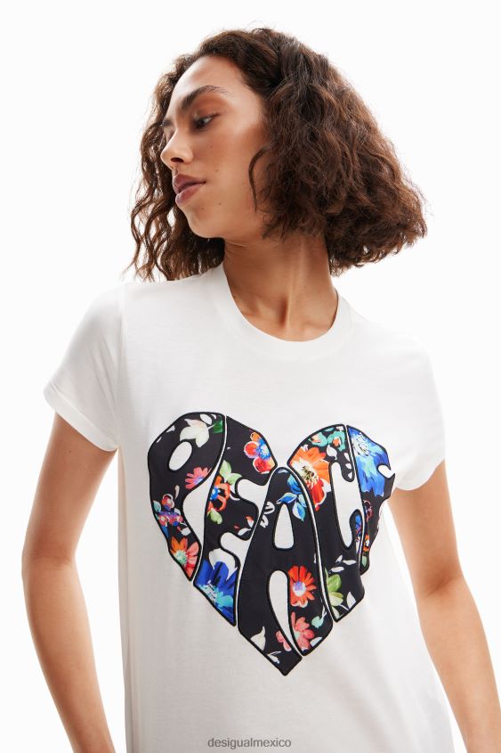 Desigual mujer camiseta del corazón de la paz VZ26R0925 ropa