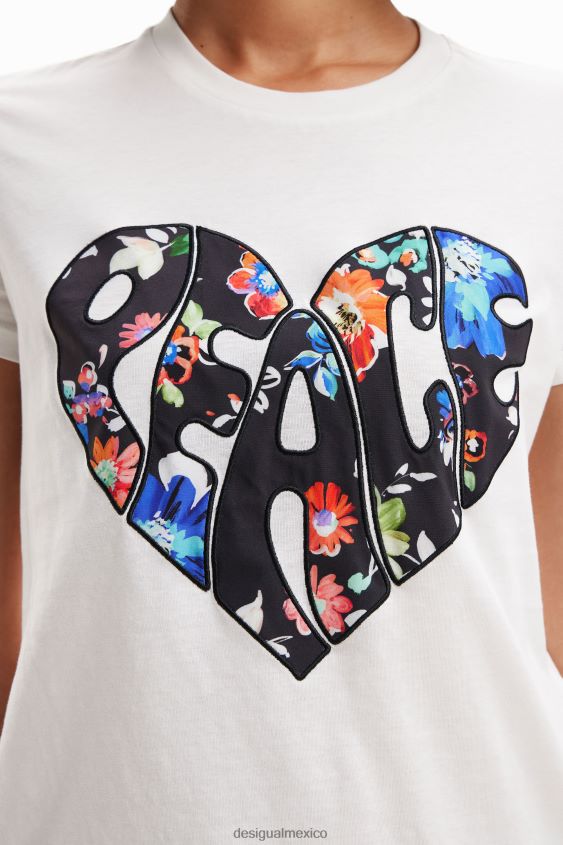 Desigual mujer camiseta del corazón de la paz VZ26R0925 ropa