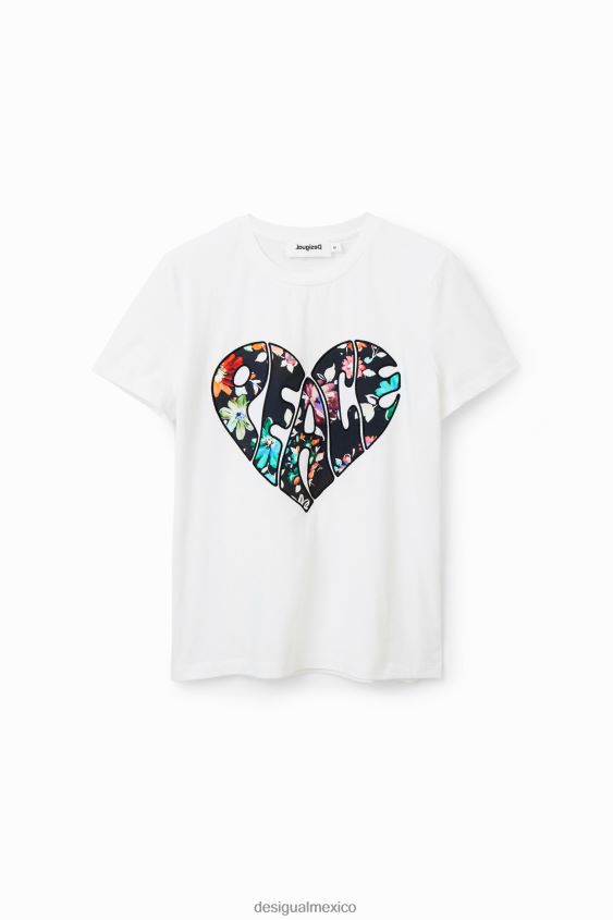 Desigual mujer camiseta del corazón de la paz VZ26R0925 ropa
