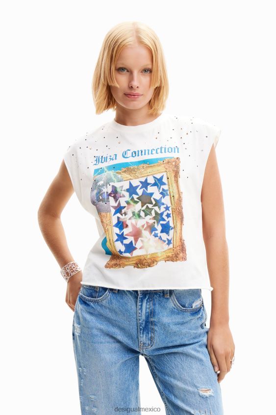 Desigual mujer camiseta estilo disco con tachuelas VZ26R0504 ropa
