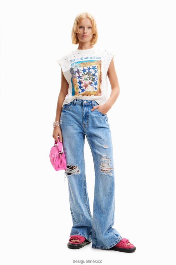 Desigual mujer camiseta estilo disco con tachuelas VZ26R0504 ropa