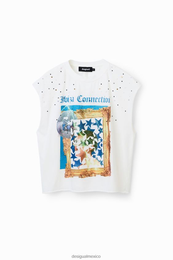Desigual mujer camiseta estilo disco con tachuelas VZ26R0504 ropa