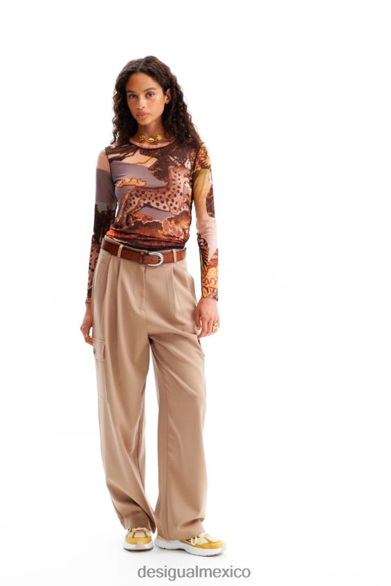 Desigual mujer camiseta fina con diseño de tapiz de tul VZ26R0109 ropa