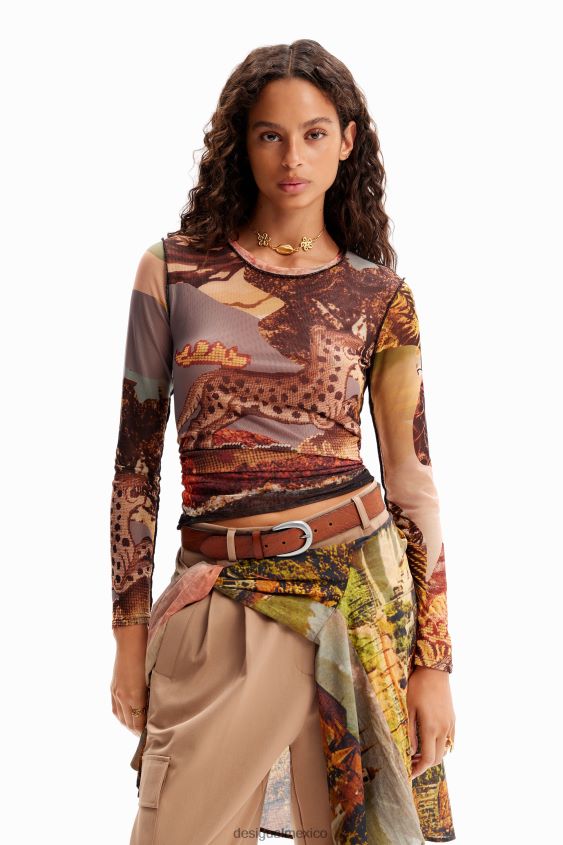 Desigual mujer camiseta fina con diseño de tapiz de tul VZ26R0109 ropa